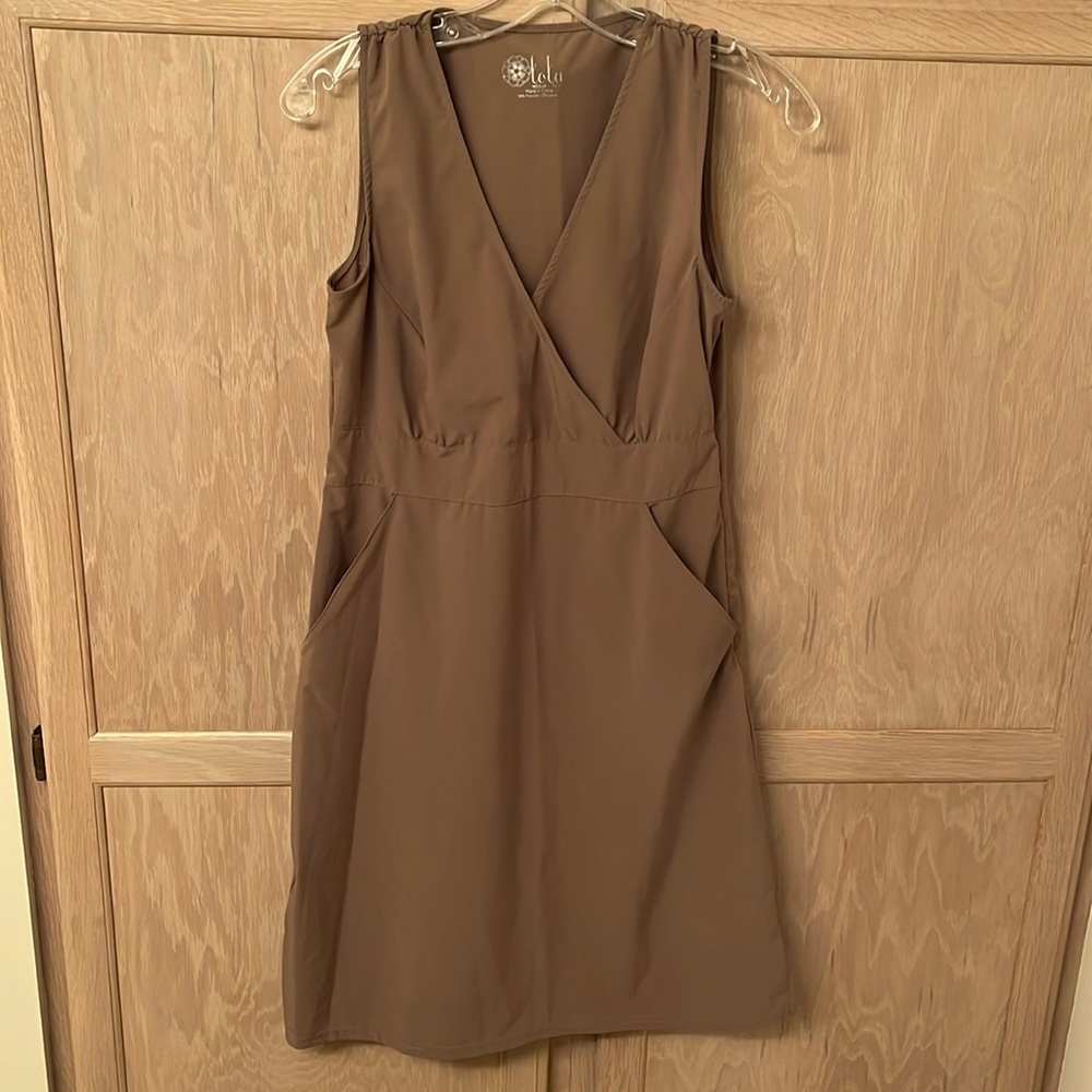 Lola Athletic Neutral Sleeveless Faux Wrap Dress